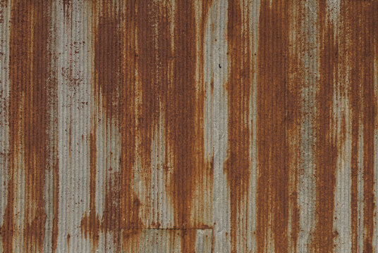 Rusty Corrugated Metal Wall Sheet Texture Background