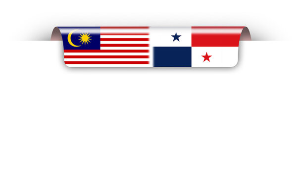 Malaysia and Panama friendship ribbon flag coming out from top page design element