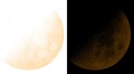 Lunar eclipse moon phases on white and black backgrounds, orange glowing celestial moon illustration, astronomical lunar cycle graphics © MstSumaiya