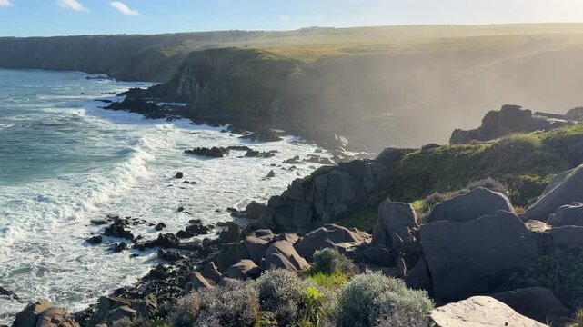 Australian landscape scenic tilting up to the views around Kings Head in South Australia in 4k video footage