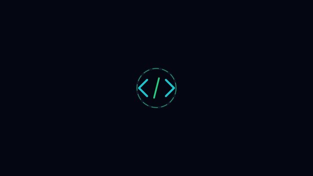 Minimalist coding animation: rotating programming symbol for tech and software development projects 4k