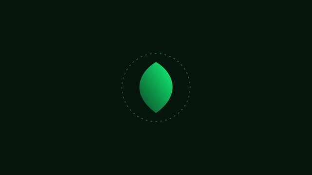 Minimalist green leaf animation with pulsing circle effect for eco-friendly branding and sustainable technology concepts 4k