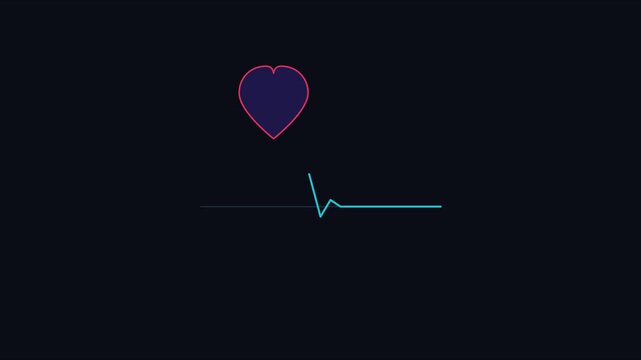 Minimalist heartbeat ekg line animation on dark 4k background, for medical and, health concepts, heart rate