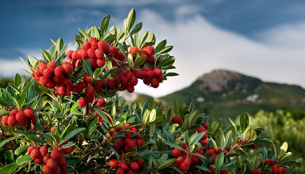 Mastic Tree With Red Berries