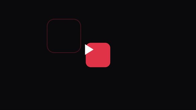 Minimalist red square play button animation with dynamic motion for ui interface and digital media projects 4k