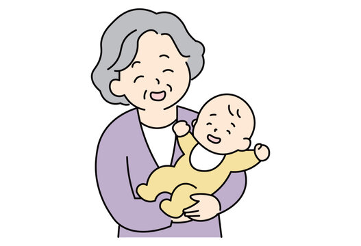 Happy Grandparents Holding Smiling Babies Together With Love