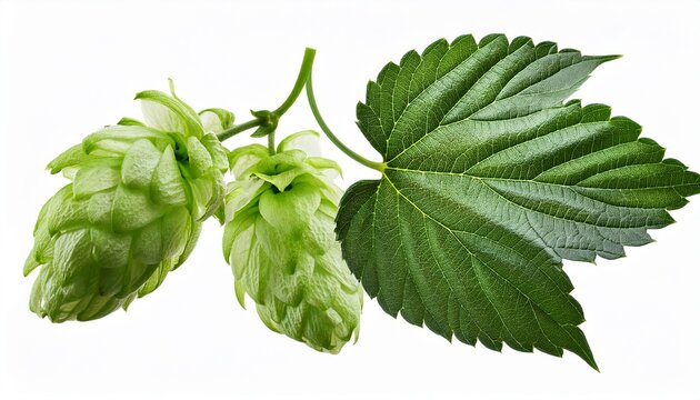 Fresh Green Hop Branch Isolated Closeup