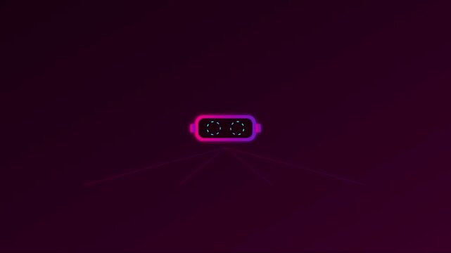 Neon virtual reality headset animation with glowing digital interface and cyberpunk aesthetic 4k