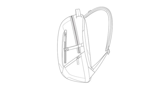 Minimalist Line Art Vector Illustration of a Modern Travel Backpack for Daily Commute and Outdoor Gear Storage