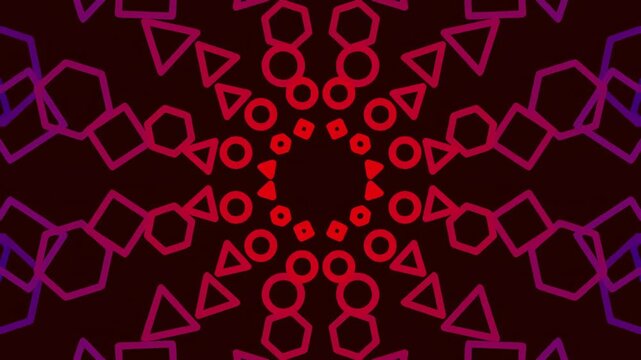 Abstract geometric pattern with vibrant neon colors and kaleidoscope effect