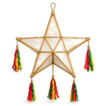 Traditional Filipino Parol Lantern with Capiz Shell Panels