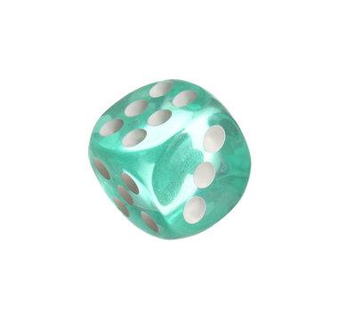 Green dice on white background