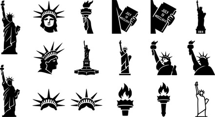 Fototapeta premium Liberty statue sketch engraving black and white outline. Scratch board imitation. illustrated in vintage line art style on a white background. 
