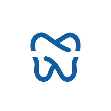 Modern dental care logo design with abstract blue tooth outline