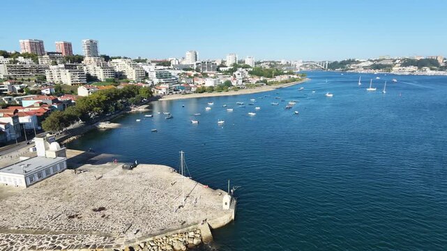 Foz do Rio Douro Porto Arrabida Drone Aerial Video