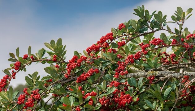 Twigs Of Cotoneaster Horizontalis With Red Berries