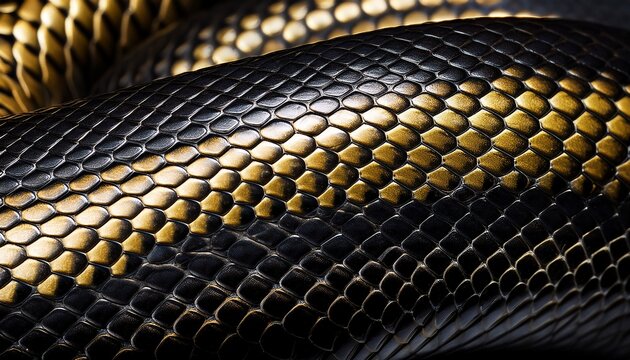 Black And Golden Snake Close Up Texture
