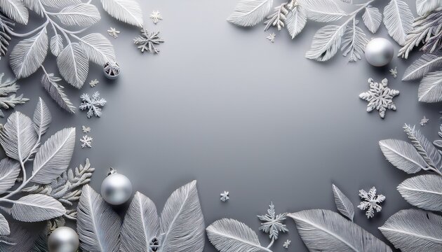 Seasonal Editing Backdrop With Frosty Design Elements On A Soft Cold Gray Background For Winter Themed Creative And Graphic Composition