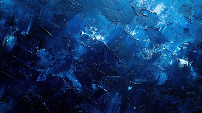 Deep blue textured abstract background, with visible brushstrokes