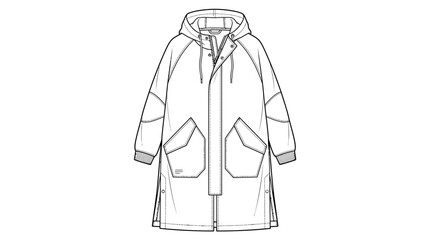 Fashion Illustration of Long Hooded Parka © Denok