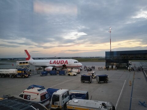 Lauda Aircraft During Ground Handling Operations at the Airport