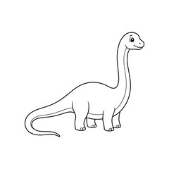 Cute cartoon dinosaur with long neck outline vector for kids coloring. © MST MOZIDA