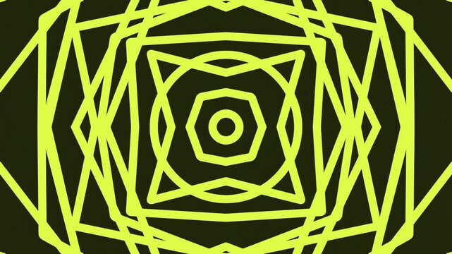 Abstract geometric pattern with neon green shapes on black background