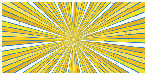 Fototapeta premium Sunburst pattern with yellow and blue rays, grunge texture.