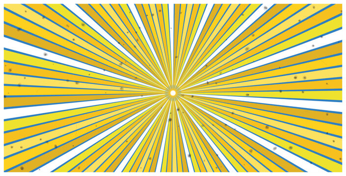Sunburst pattern with yellow and blue rays, grunge texture.