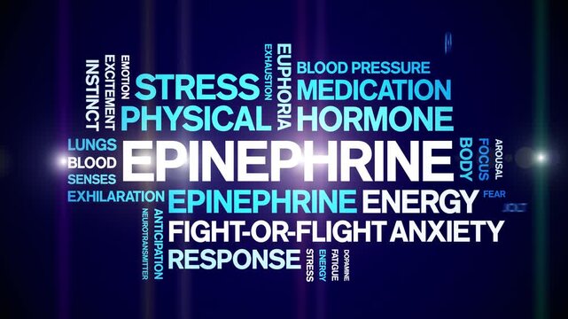 Epinephrine animated word cloud-text design animation tag kinetic typography seamless loop.