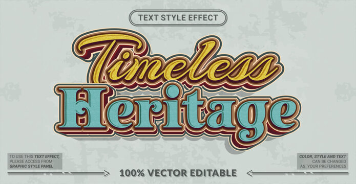 Editable vector text style effect - Timeless Heritage text style theme.