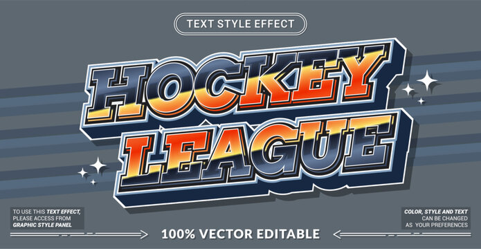 Editable vector text style effect - Hockey League text style theme.