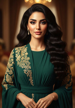 Portrait of beautiful young indian girl with traditional Indian costume