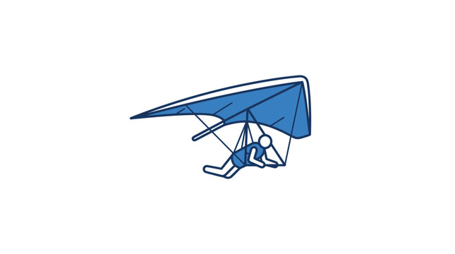 Blue hang glider flight icon.