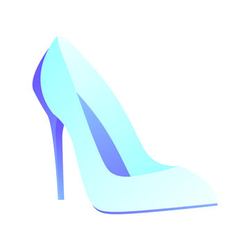 Elegant light blue high heel shoe icon isolated on white background