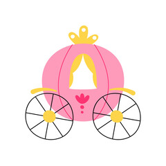 Cute pink princess carriage icon isolated on white background © LuminaMotion Assets
