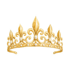 Elegant golden crown with pearls isolated on white background © LuminaMotion Assets