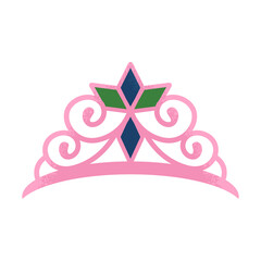 Pink princess tiara crown icon isolated on white background © LuminaMotion Assets