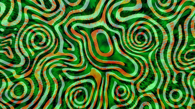 Abstract green and orange swirl pattern design