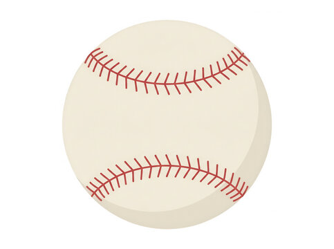 Une illustration classique d'une balle de baseball avec des coutures rouges distinctes, isol&eacute;e sur un fond blanc propre.
