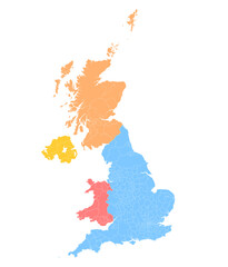 Fototapeta premium Simple and ultra detailed color-coded UK vector map