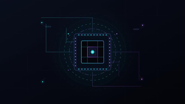 Dynamic futuristic digital square circuits in motion.