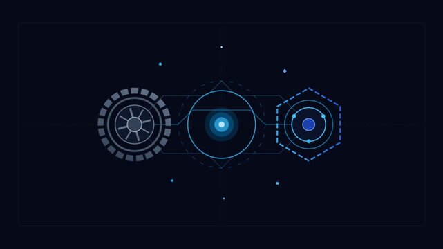 Futuristic Digital HUD Elements In Motion.