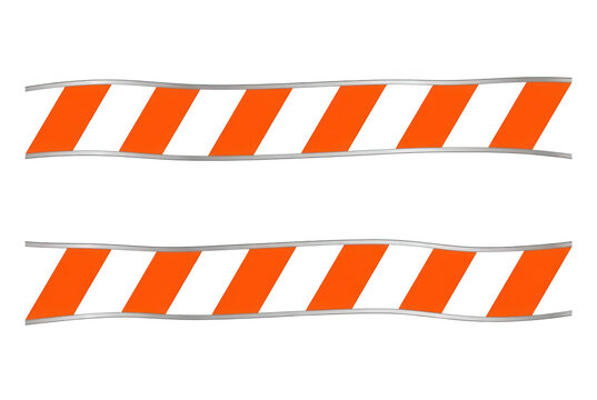 Deux bandes de signalisation horizontales avec des rayures diagonales orange et blanches, isol&eacute;es sur un fond blanc pour la s&eacute;curit&eacute; et la signalisation industrielle.