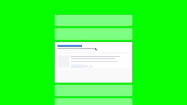 Computer mouse cursor clicking on a generic user interface accordion menu element to expand list on green screen
