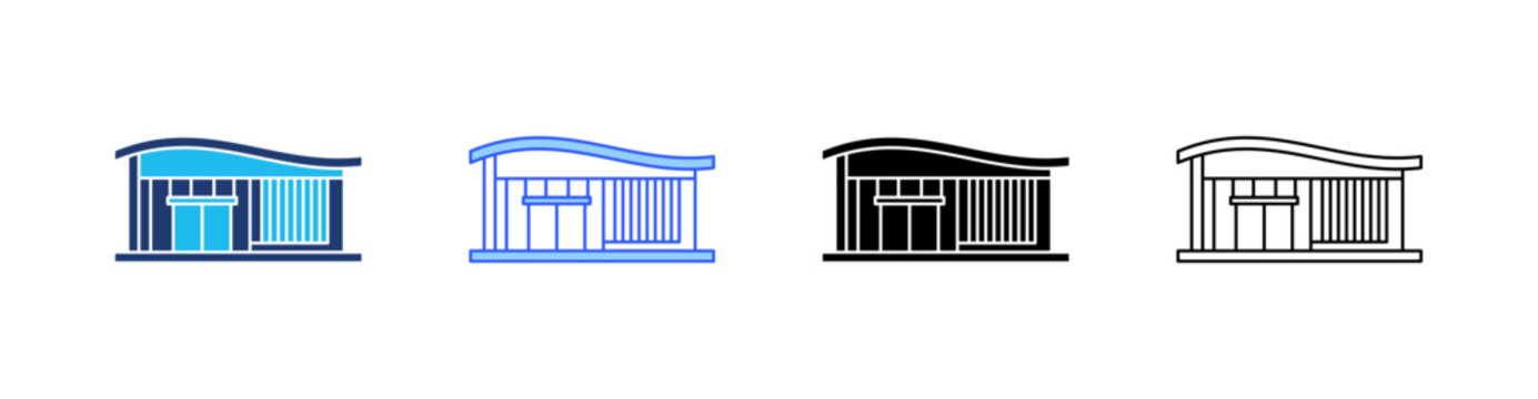 Convention Center Multiple Style Icon Set Collection Pack Web Banner Vector 