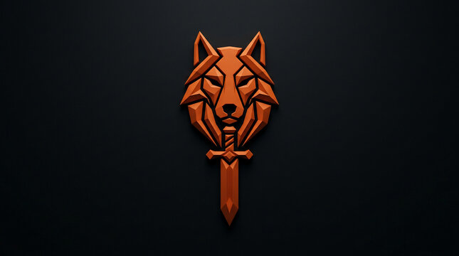 Stylized copper wolf emblem with a dagger on a dark textured background symbolizing strength, power, and tactical gaming identity
