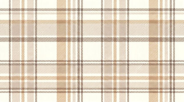 Seamless plaid pattern with beige and brown fabric texture