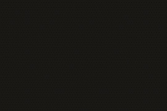 Minimalist black metallic mesh background with small uniform circle holes.