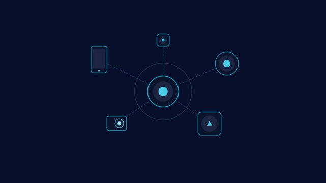 High Tech Network Visual With Central Digital Connections.